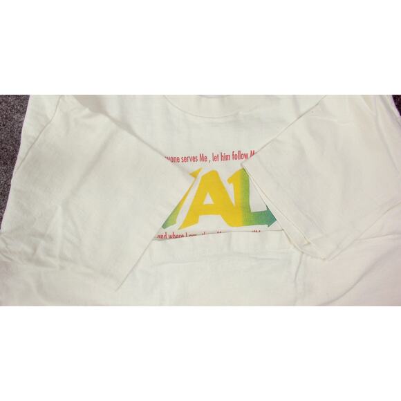 Vintage 90s Fruit Of The Loom Walk Your Talk Christian Graphic Tee Shirt XL - Picture 7 of 10